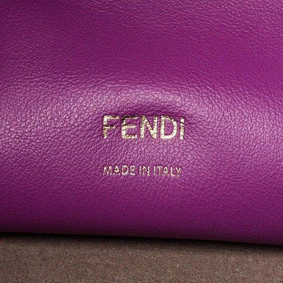 Fendi Purple Vitello Shine Leather/Suede Large Flip Bag 8BT303 - Picture 8 of 11